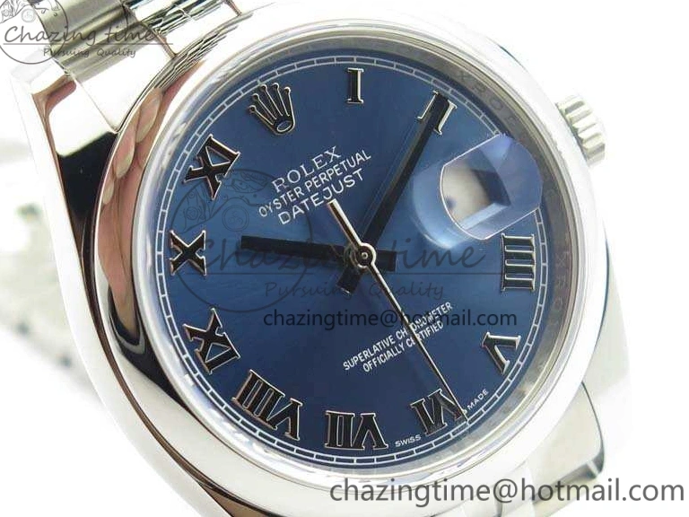 0201 DateJust 36mm SS 116200 ARF 1:1 Best Edition Blue Roman Dial On 904L SS Jubilee Bracelet SA GoodFit 3520